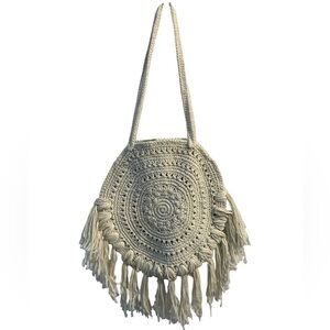 Elegant Cream Crochet Hobo Bag